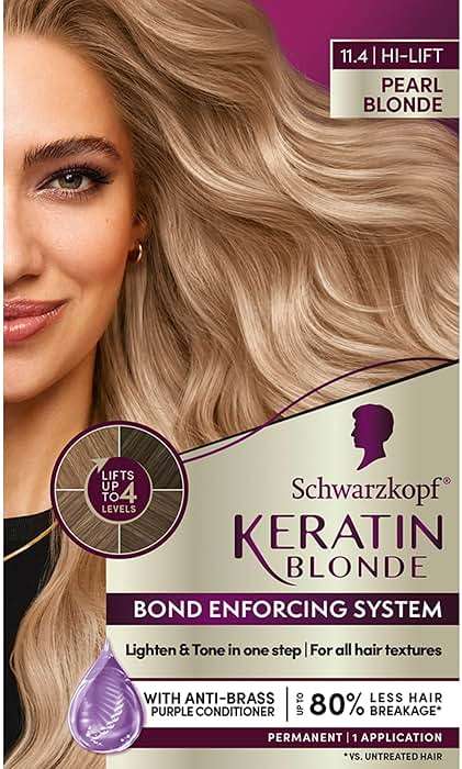 Schwarzkopf Keratin Blonde Hair Dye, 11.4 High Lift Pearl Blonde, Professional Quality Permanent Hair Color, Bond Enforcing System, Pre-Color Serum & Purple Conditioner Included - Image 1