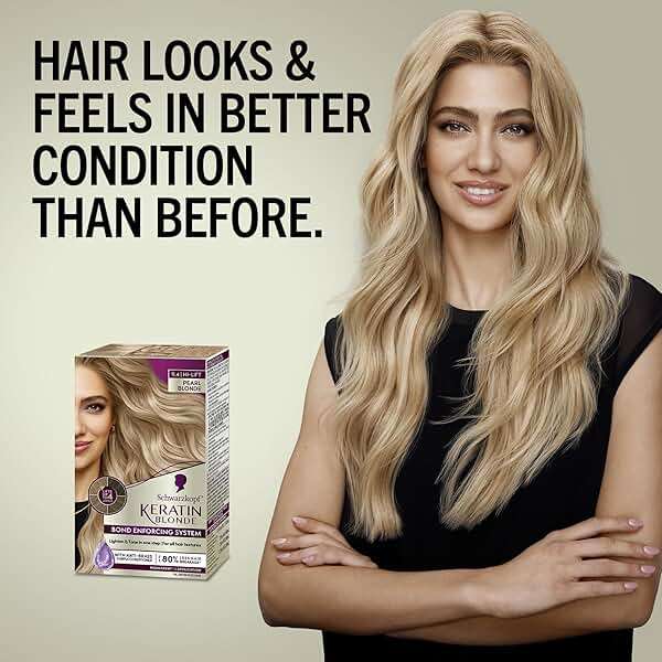 Schwarzkopf Keratin Blonde Hair Dye, 11.4 High Lift Pearl Blonde, Professional Quality Permanent Hair Color, Bond Enforcing System, Pre-Color Serum & Purple Conditioner Included - Image 4
