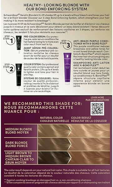 Schwarzkopf Keratin Blonde Hair Dye, 11.4 High Lift Pearl Blonde, Professional Quality Permanent Hair Color, Bond Enforcing System, Pre-Color Serum & Purple Conditioner Included - Image 6