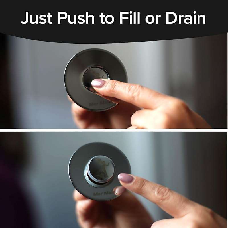 Mer-Maid Drain Magic AS SEEN ON TV Replace Broken or Missing Bathroom Drain Stoppers in Seconds, No Tools, Push To Fill, Hair Catcher Prevents Clogs, Watertight Silicone Seal,Chrome Plated Solid Brass - Image 6
