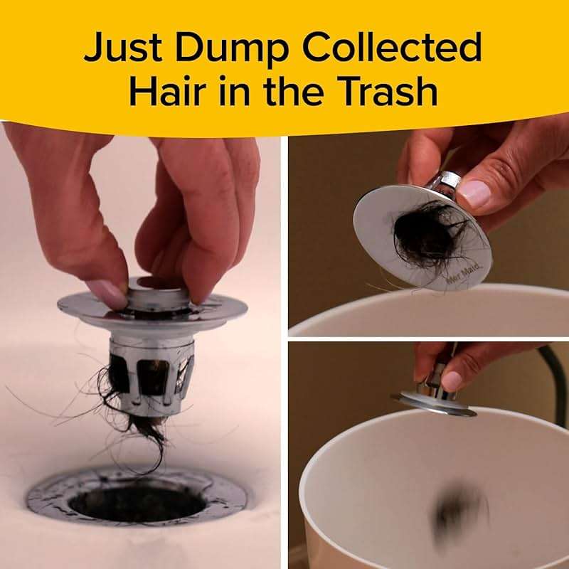 Mer-Maid Drain Magic AS SEEN ON TV Replace Broken or Missing Bathroom Drain Stoppers in Seconds, No Tools, Push To Fill, Hair Catcher Prevents Clogs, Watertight Silicone Seal,Chrome Plated Solid Brass - Image 7