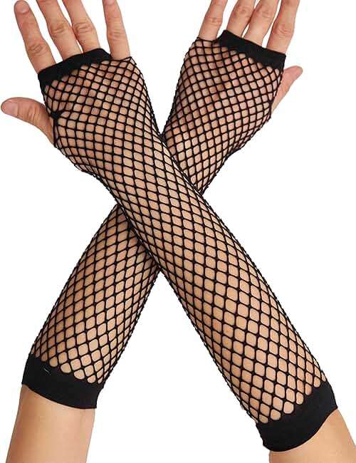 OTPEH Lone Fishnet Gloves Fingerless For Women Fish Net Arm Sleeve Mesh Emo Goth Punk 80s Scene Accessories - Image 1