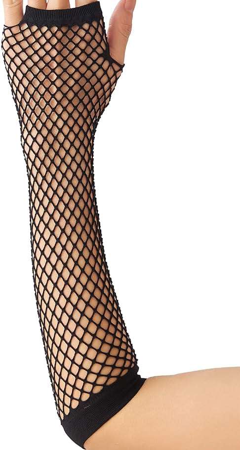OTPEH Lone Fishnet Gloves Fingerless For Women Fish Net Arm Sleeve Mesh Emo Goth Punk 80s Scene Accessories - Image 2