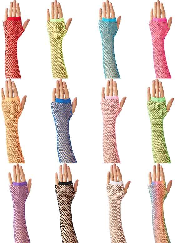OTPEH Lone Fishnet Gloves Fingerless For Women Fish Net Arm Sleeve Mesh Emo Goth Punk 80s Scene Accessories - Image 6