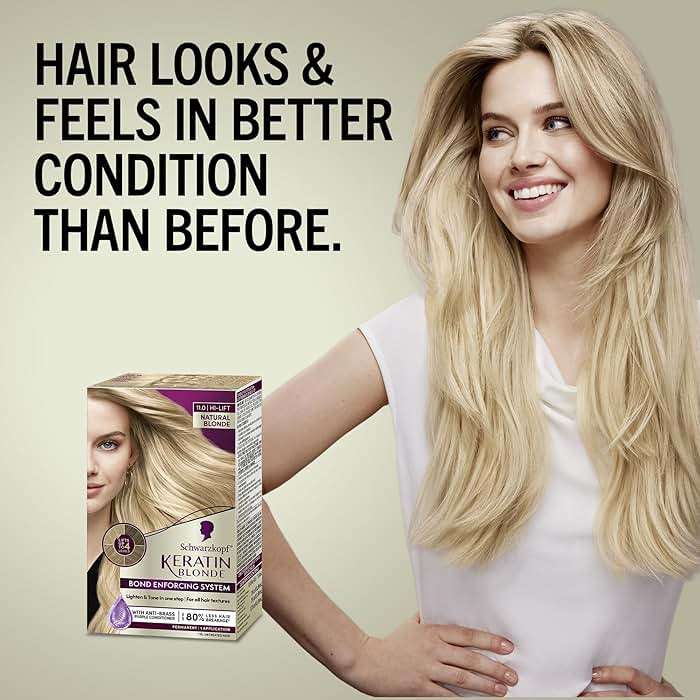 Schwarzkopf Keratin Blonde Hair Dye, 11 High Lift Natural Blonde, Professional Quality Permanent Hair Color, Bond Enforcing System, Pre-Color Serum & Purple Conditioner Included - Image 4