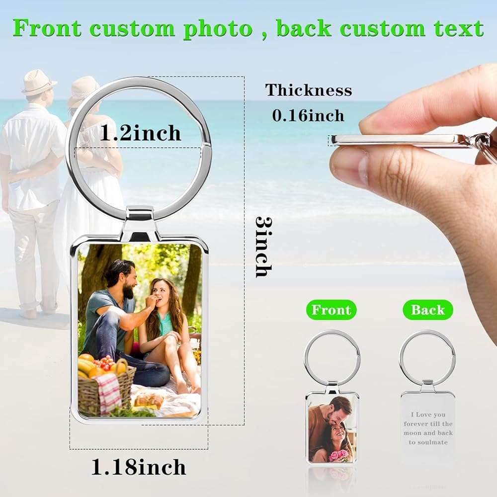 HYPERFOLD Double Side Custom Keychain with Picture Personalized Engraving Photo Text Customized Gifts for Men Women - Image 2