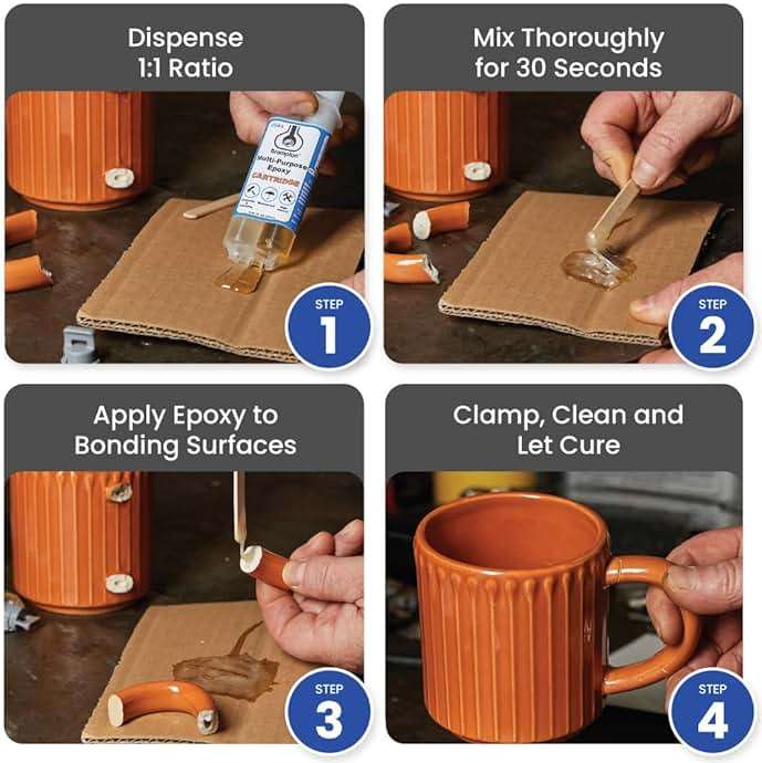 Brampton Multi-Purpose Epoxy, Quick 30-Minute Set, Waterproof 2-Part Epoxy Glue Kit for Tile, Metal, Ceramic, Glass, Wood, Stone, Strong Bonding, Sandable, Paintable Resin, Easy 1:1 Mix, 4 oz - Image 4