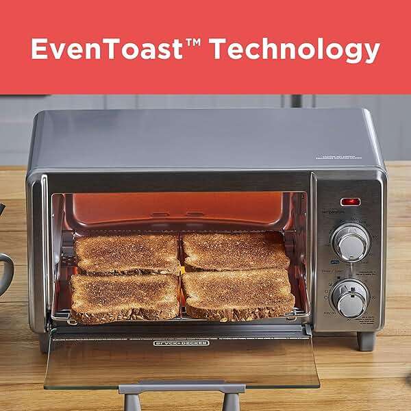 BLACK+DECKER Crisp 'N Bake Air Fry Countertop Convection Toaster Oven, Medium Capacity, 4-Slice, 5-in-1, Fits 9” Pizza, 30-Min Timer, Bake, Broil, Air Fry, Toast, Keep Warm, Stainless Steel - Image 7