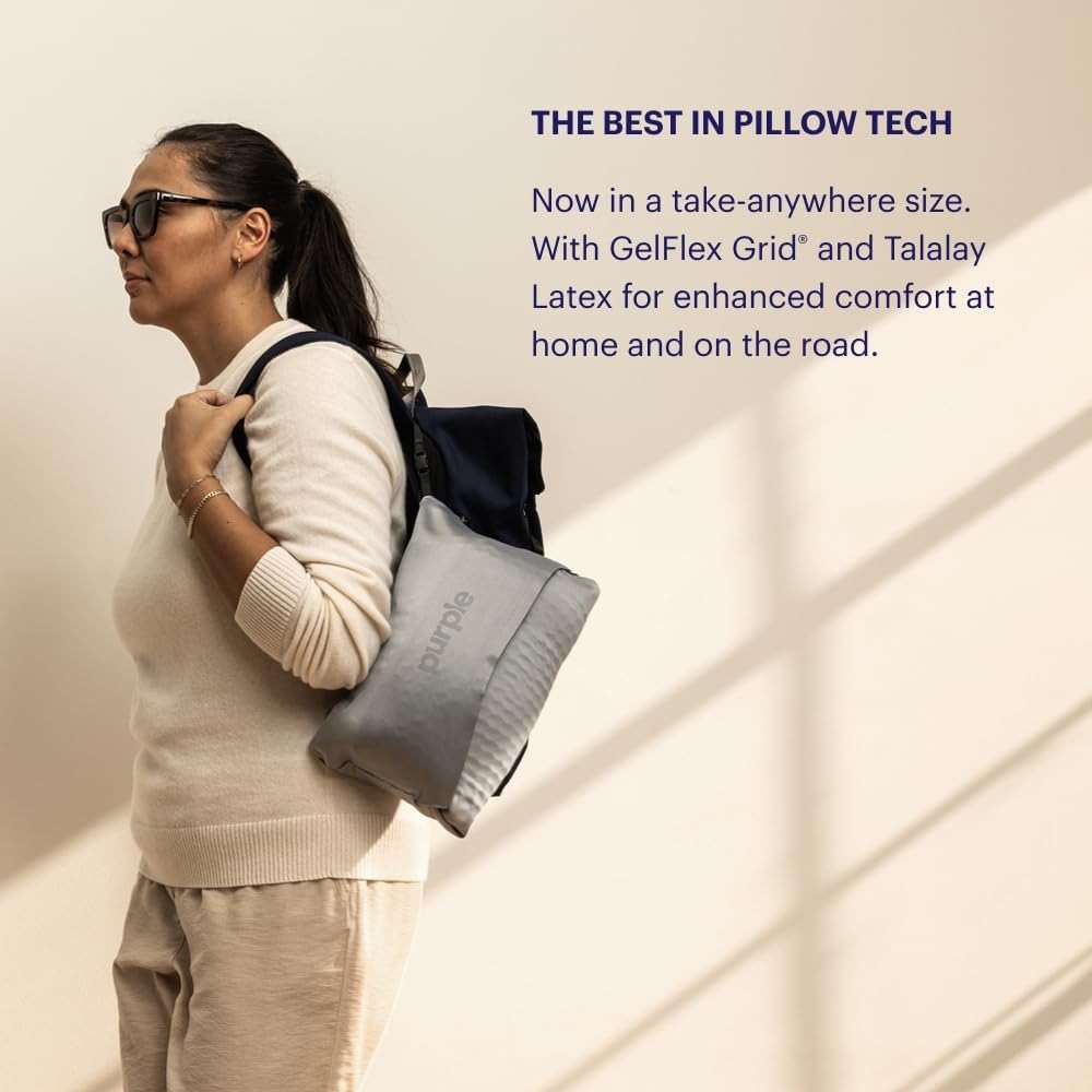 Purple Harmony Anywhere Pillow - Travel/On-the-Go, Hex Grid & Talalay Latex Core - No Pressure Support, Stays Cool, Compact & Lightweight for Easy Travel - Image 5