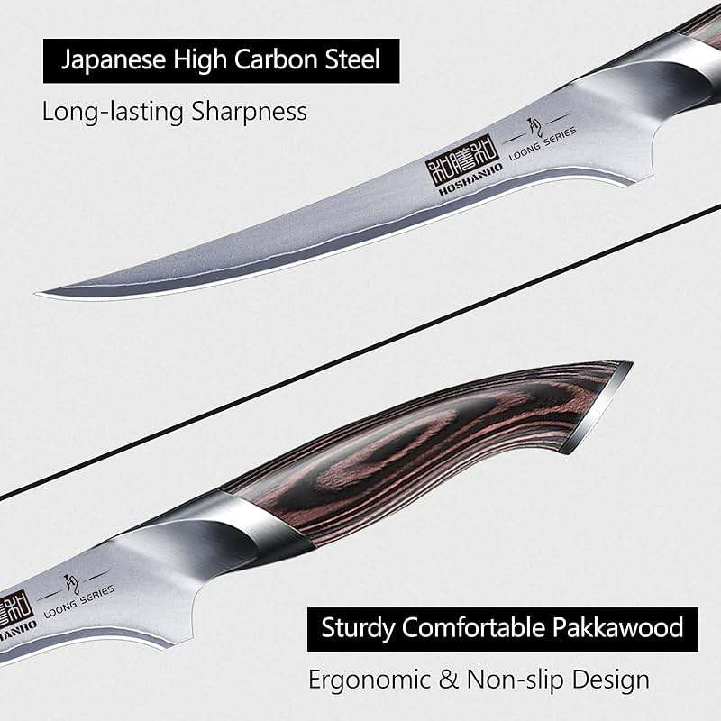 HOSHANHO Fillet Knife 7 Inch, Super Sharp Boning Knife in High Carbon Stainless Steel, Professional Japanese Fish Knives for Meat Poultry Cutting - Image 5