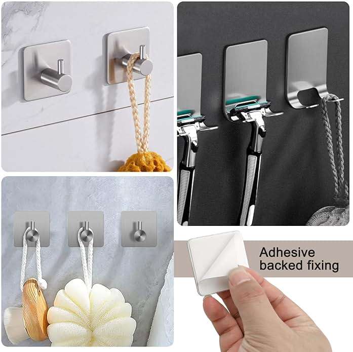 7 PCS Bathroom Hardware Set, Brushed Nickel Stainless Steel Bathroom Tower Rack Set Wall Mounted Includes 16" Towel Bar, Toilet Towel Paper Holder, Towel Ring, 4 Robe Towel Hooks - Image 8