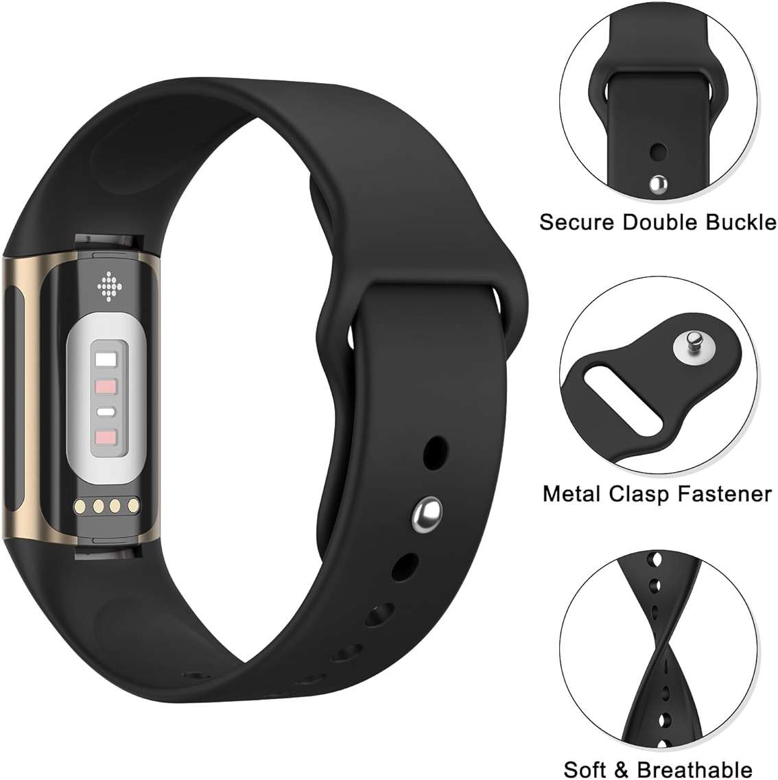 Meliya Band Compatible with Fitbit Charge 6 Bands/Fitbit Charge 5 Bands Women Men, Soft Silicone Adjustable Waterproof Sport Replacement Wristbands Strap for Fitbit Charge 6/Charge 5 Fitness Tracker - Image 3