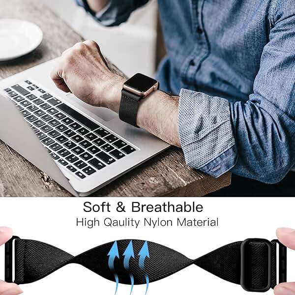 Lerobo Braided Band Compatible with Apple Watch Series 11 10 9 8 7 46mm 45mm 41mm Ultra SE 3 2 1 49mm Series 6 5 4 3 44mm 40mm 38mm 42mm Men iWatch Bands Women Stretchy Nylon Solo Loop Sport Strap - Image 4