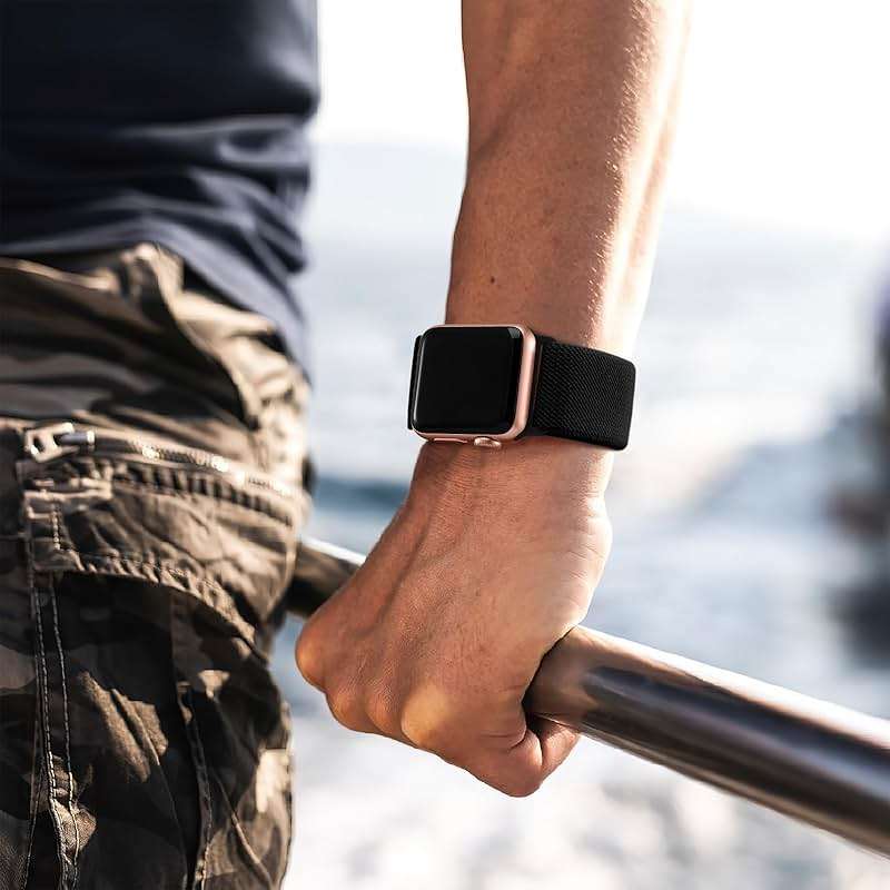 Lerobo Braided Band Compatible with Apple Watch Series 11 10 9 8 7 46mm 45mm 41mm Ultra SE 3 2 1 49mm Series 6 5 4 3 44mm 40mm 38mm 42mm Men iWatch Bands Women Stretchy Nylon Solo Loop Sport Strap - Image 6