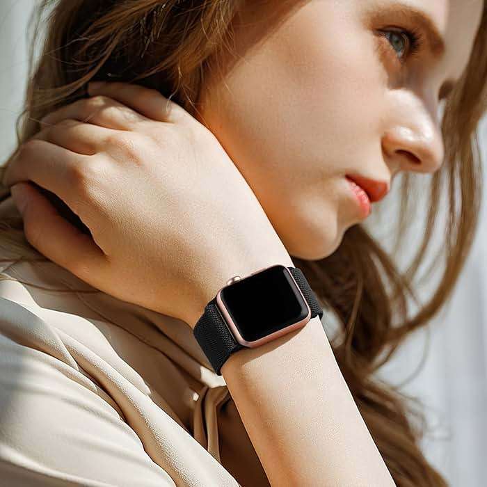 Lerobo Braided Band Compatible with Apple Watch Series 11 10 9 8 7 46mm 45mm 41mm Ultra SE 3 2 1 49mm Series 6 5 4 3 44mm 40mm 38mm 42mm Men iWatch Bands Women Stretchy Nylon Solo Loop Sport Strap - Image 8