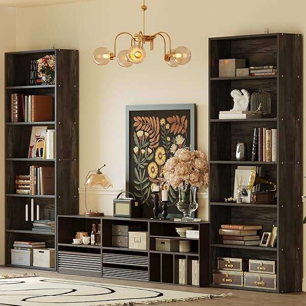 IRONCK Bookshelves and Bookcases Set of 2 Floor Standing 6 Tiers Display Storage Shelves 70 in Tall Bookcase Home Decor Furniture for Home Office, Living Room, Bed Room - Image 2