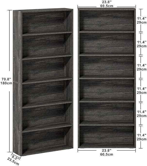 IRONCK Bookshelves and Bookcases Set of 2 Floor Standing 6 Tiers Display Storage Shelves 70 in Tall Bookcase Home Decor Furniture for Home Office, Living Room, Bed Room - Image 3
