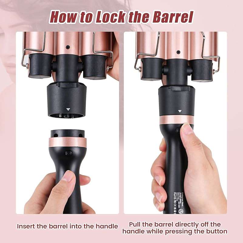 Sixriver Triple Barrel Curling Wand - Fast Heating, 2-LED Temp Control, Auto Shut-Off, Beachy Waves & Mermaid Crimper Style, Mother's Day Gift - Image 6