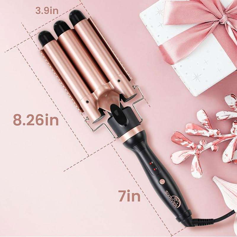Sixriver Triple Barrel Curling Wand - Fast Heating, 2-LED Temp Control, Auto Shut-Off, Beachy Waves & Mermaid Crimper Style, Mother's Day Gift - Image 8