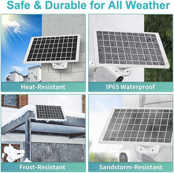2 Pack 7W Solar Panel Charger Compatible with Wyze Battery Cam Pro, Cam Outdoor V1, Cam Outdoor V2, Solar Panel for Wyze Camera with Micro usb, USB C Adapter, NOT compatible OG, v3,v4, Pan,Floodlights - Image 4