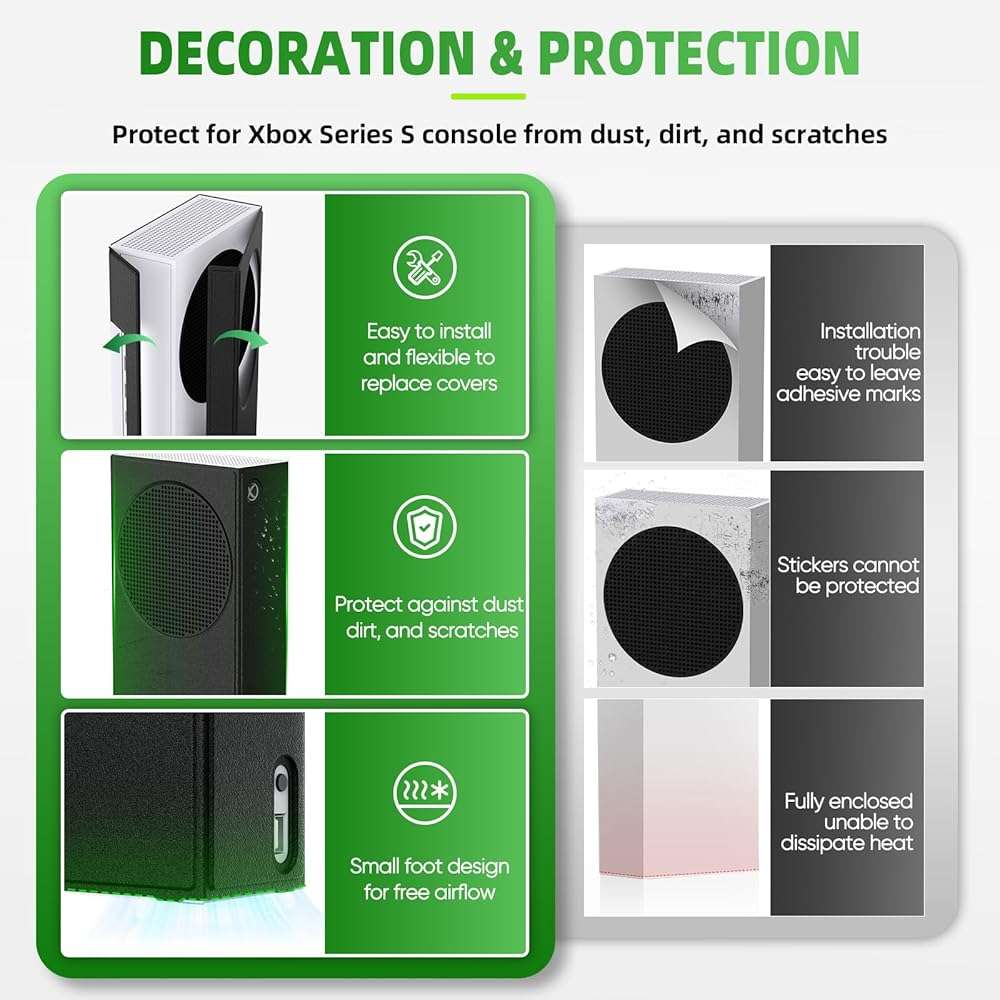 WOLIBEAR Magnetic Smart Wraps for Xbox Series S Console, Full Protection Protective Cover Case for Xbox Series S Accessories with Premium PU Leather and Soft Inner Lining - Black - Image 3