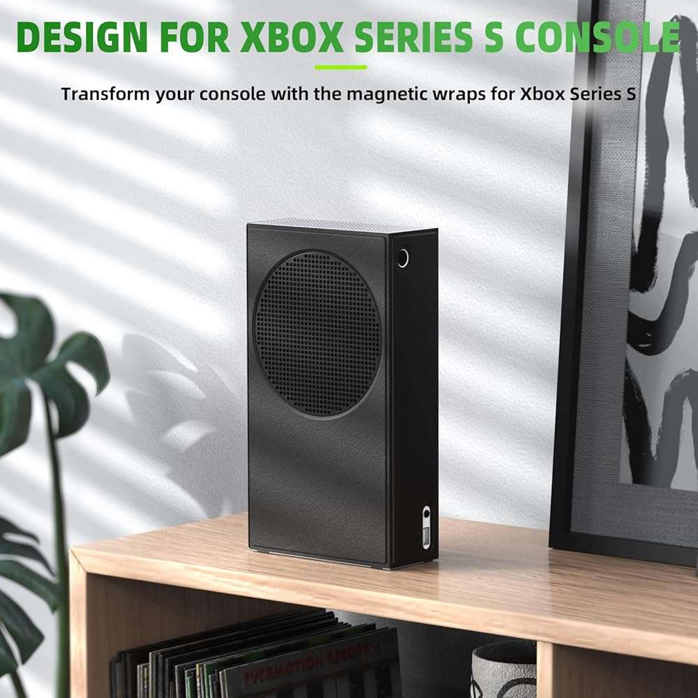 WOLIBEAR Magnetic Smart Wraps for Xbox Series S Console, Full Protection Protective Cover Case for Xbox Series S Accessories with Premium PU Leather and Soft Inner Lining - Black - Image 7