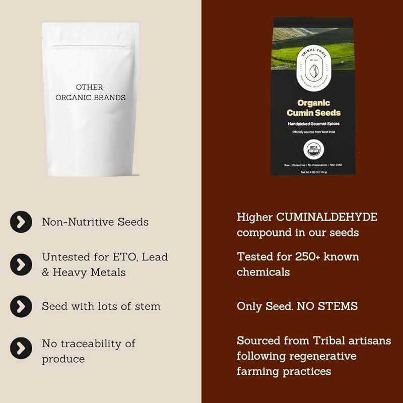 Tribal Trail Cumin Seeds Organic | 4.02 oz | USDA Organic & Non-GMO | Recyclable Kraft Bags | Best for Cooking, Seasoning & Spice Blends | Ethically Sourced Spices from India - Image 7