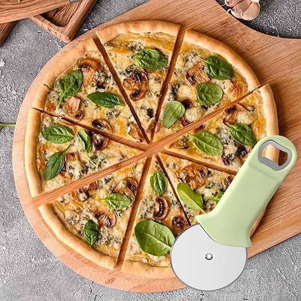 HADI KITCHENWARE Premium Stainless Steel Pizza Cutter with Bottle Opener Kitchen gadgets, Pizza Cutter Wheel - Sharp Blade Pizza Slicer and Ergonomic Non Slip Handle (Green) - Image 2
