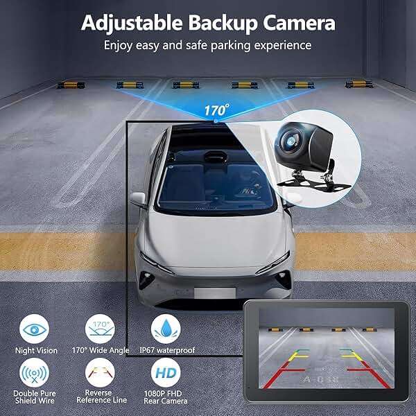 Carplay Screen for Car with Apple CarPlay/Android Auto, 7" Wireless Car Stereo, Portable Touchscreen Car Radio with Bluetooth, Backup Camera, GPS Navigation, Mirror Link,Multimedia Player All Vehicles - Image 3