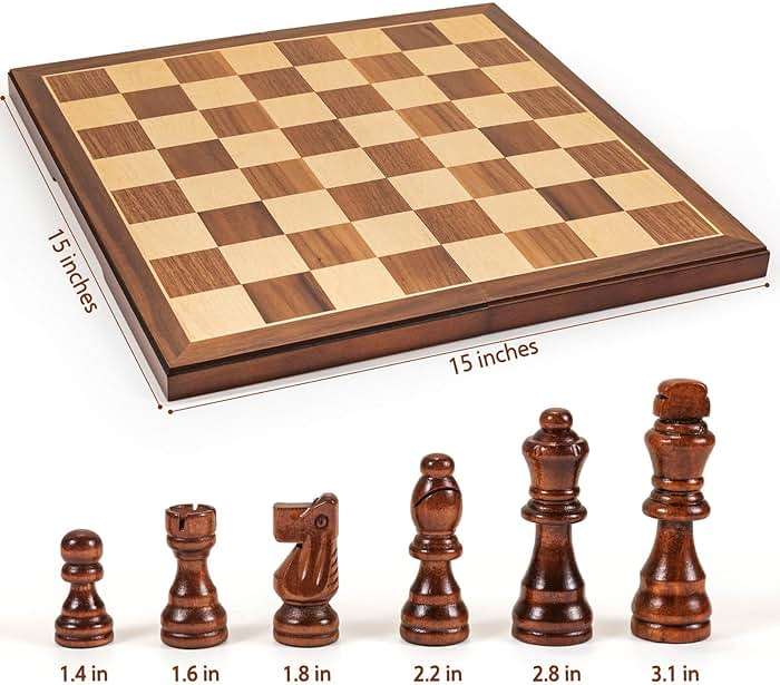 Chess Set Board Games for Adults: Handmade Walnut Wooden 15" 2 Extra Queens Folding Portable Travel Chess Game, Gift idea, Pieces Storage Slots,Instructions - Image 6