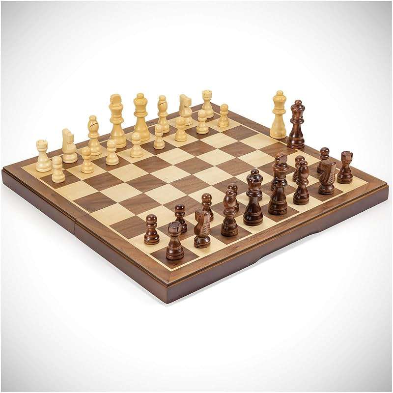 Chess Set Board Games for Adults: Handmade Walnut Wooden 15" 2 Extra Queens Folding Portable Travel Chess Game, Gift idea, Pieces Storage Slots,Instructions - Image 8