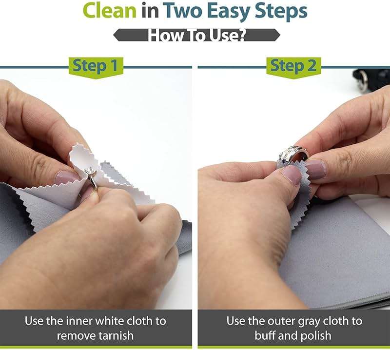 GreatShield Double-Sided Professional Jewelry Cleaning Cloth (2-Pack), 4-Ply Multi-Layer Polishing Cloth 20x28cm, Eco Friendly Pure Cotton for Sterling Silver, Gold, Platinum - Image 5