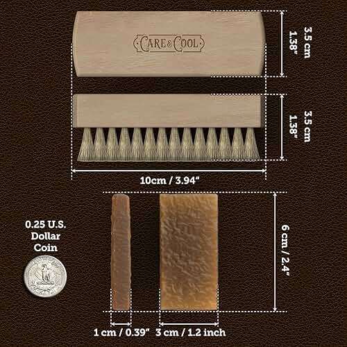 Care & Cool Suede and Nubuck Cleaning Premium 100% Hog Hair Brush 3.94"x1.38" and Rubber Eraser - Gentle Cleaning, Nap Restoration - Ideal for Suede, Nubuck, Velvet, Leather, Canvas, Knit - Image 7