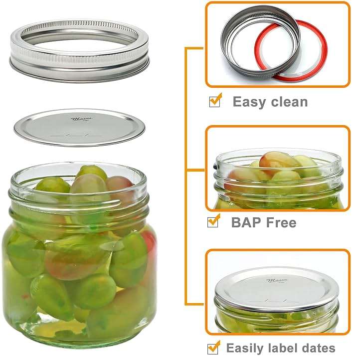 Flrolove Mason Jars 8 oz 30 Pack, Jelly Jars with Lids, Half Pint Canning Jars with Silver Lids, for Pickles, Jelly, Jam, Honey & Spice Storage, Includes 60 Labels & 2 Pens - Image 4