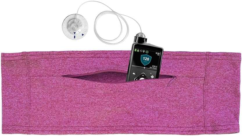 Spoonie Threads Double Pocket Belt Carries T1D Insulin Pump, Glucose Monitor, Smartphone, Accessories, Epipen, Medical Devices | Lipstick (Size Youth 1) - Image 3