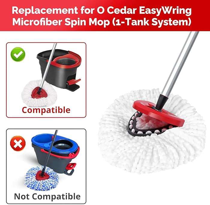 O-Cedar Spin Mop Head, Base, Handle Replacement for EasyWring 1 Tank System, 4 Microfiber Mop Refills, 1 Base and 30-58in Handle Set Combo, White - Image 3