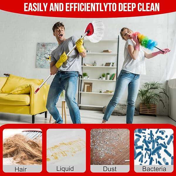 O-Cedar Spin Mop Head, Base, Handle Replacement for EasyWring 1 Tank System, 4 Microfiber Mop Refills, 1 Base and 30-58in Handle Set Combo, White - Image 6