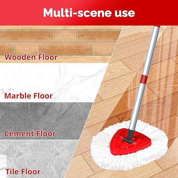 O-Cedar Spin Mop Head, Base, Handle Replacement for EasyWring 1 Tank System, 4 Microfiber Mop Refills, 1 Base and 30-58in Handle Set Combo, White - Image 8