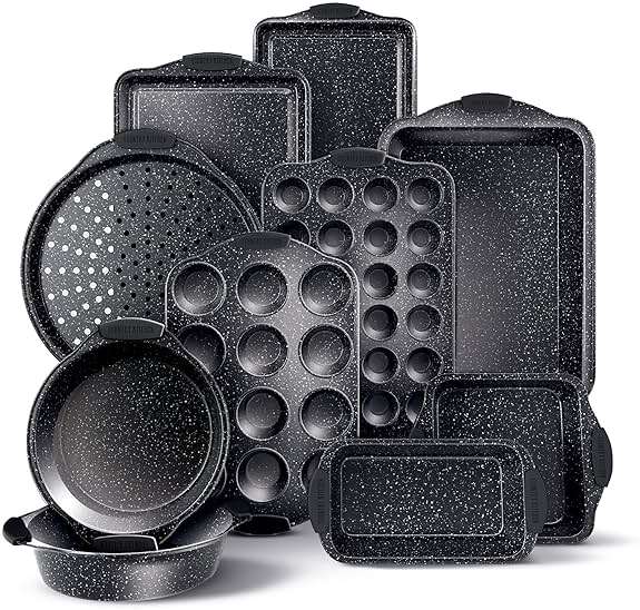 Country Kitchen Nonstick Stackable Bakeware Set - Durable, Easy Release Baking Set, Black, 10 Pcs - Image 1