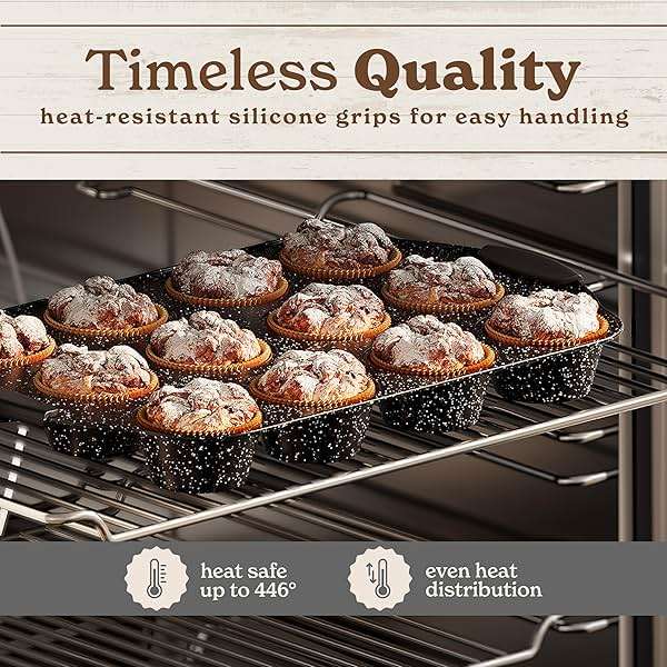 Country Kitchen Nonstick Stackable Bakeware Set - Durable, Easy Release Baking Set, Black, 10 Pcs - Image 5
