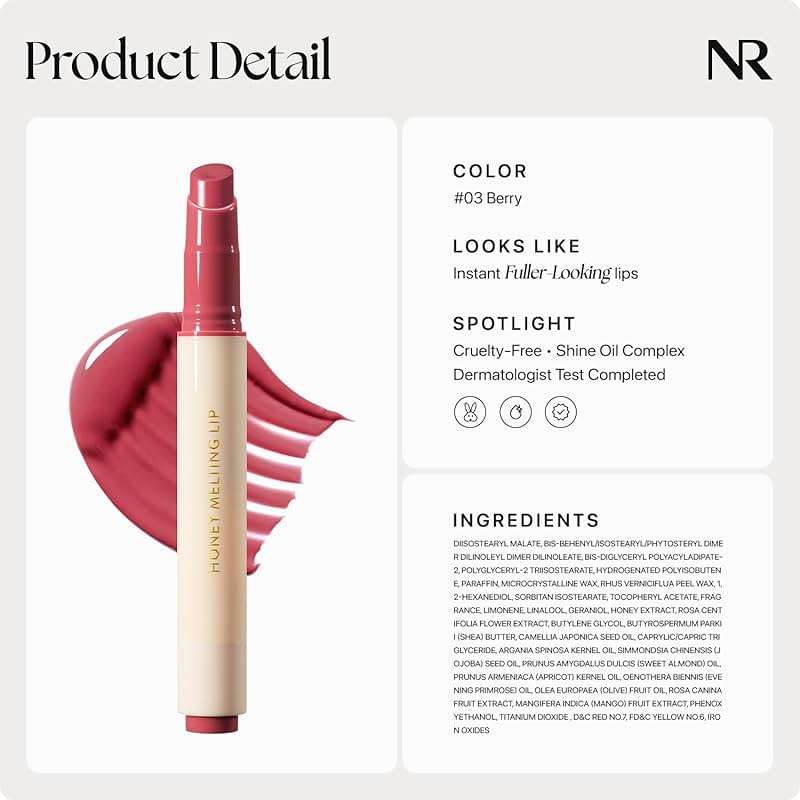 Nature Republic HONEY MELTING LIP (03 BERRY) SOFT LIP STICK, Hydrating Gloss, Moisturizing balms, Sheer tint, Shine & Glowy Finish, korean make up - Image 7