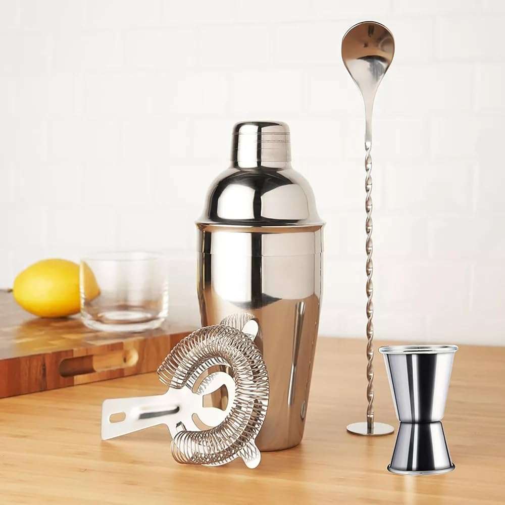 ZPUFAW 6-Piece Cocktail Shaker Set 24oz Shaker Strainer Muddler Jigger Mixing Spoon Pour Spout Bartender Kit Stainless Steel Bar Set Housewarming Gift - Image 8