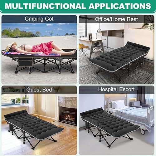 LILYPELLE Oversized XXL Folding Camping Cot, 78" L x 32" W x 18" H Heavy Duty Sleeping Cots with Carry Bag, Double Layer Oxford Portable Travel Camp Cots for Home, Office Nap and Outdoor Beach - Image 9