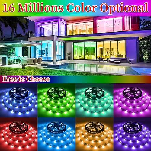 QZYL LED Lights for Bedroom, 25FT RGB LED Strip Lights with 44 Keys IR Remote, Smart LED Light Strip with Adhesive Backing Adjustable Brightness App Control for Bedroom Party Decoration - Image 3