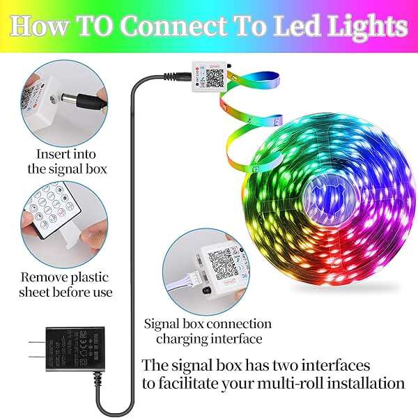 QZYL LED Lights for Bedroom, 25FT RGB LED Strip Lights with 44 Keys IR Remote, Smart LED Light Strip with Adhesive Backing Adjustable Brightness App Control for Bedroom Party Decoration - Image 7