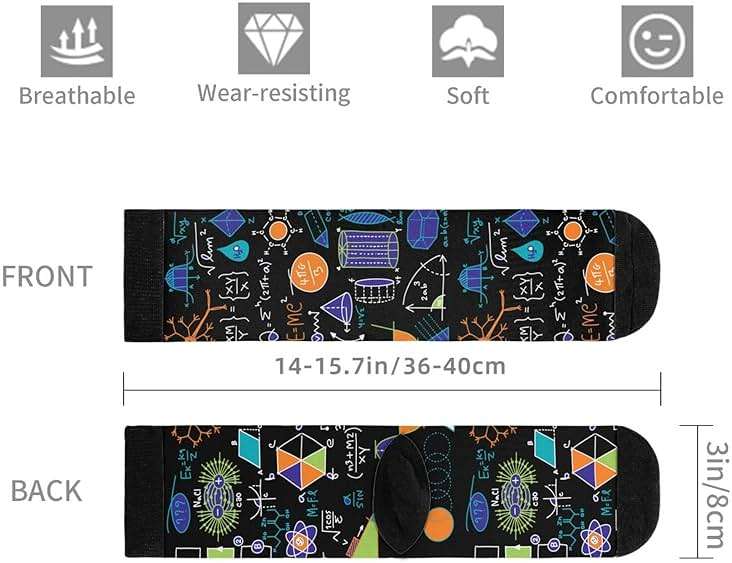 Science Mathematics Math Equations Novelty Crew Socks Casual Crazy Funny Dress Socks For Women Men Teens Gift - Image 6