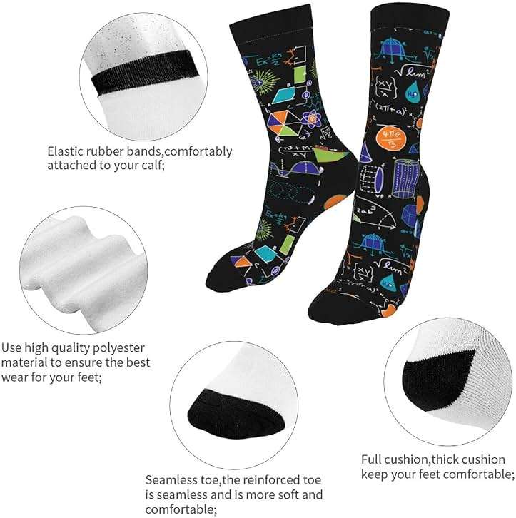 Science Mathematics Math Equations Novelty Crew Socks Casual Crazy Funny Dress Socks For Women Men Teens Gift - Image 7