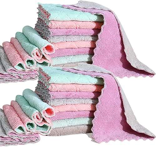 24 Pack Cleaning Cloth Kitchen Cloth, Dish Towels Super Absorbent Coral Velvet Dishtowels, Microfiber Premium Soft Tea Towels, Quick Dry Rags, Multipurpose Reusable Washcloths, Non-Stick Oil Cloths. - Image 1