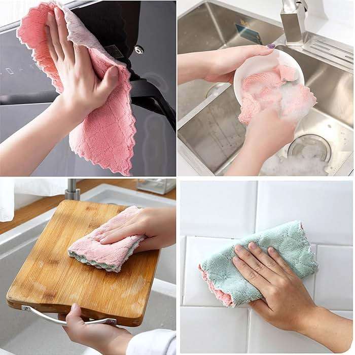 24 Pack Cleaning Cloth Kitchen Cloth, Dish Towels Super Absorbent Coral Velvet Dishtowels, Microfiber Premium Soft Tea Towels, Quick Dry Rags, Multipurpose Reusable Washcloths, Non-Stick Oil Cloths. - Image 5