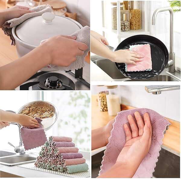 24 Pack Cleaning Cloth Kitchen Cloth, Dish Towels Super Absorbent Coral Velvet Dishtowels, Microfiber Premium Soft Tea Towels, Quick Dry Rags, Multipurpose Reusable Washcloths, Non-Stick Oil Cloths. - Image 6